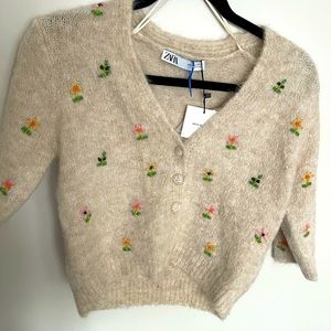 Zara embroidered Beaded Cardigan